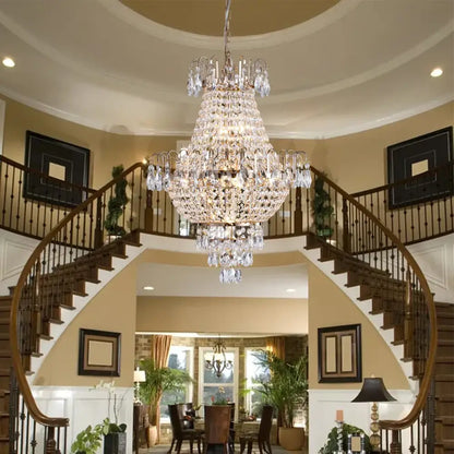 Luxury retro crystal chandelier brass dining room 7-light fixture