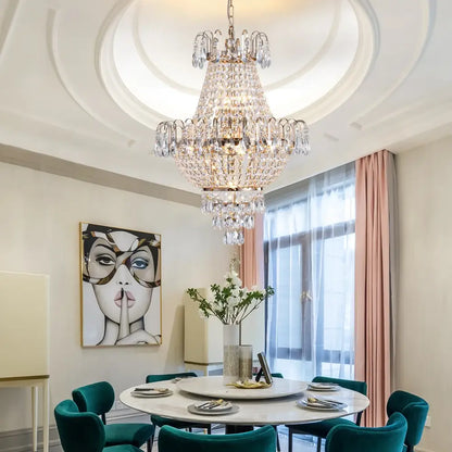 Luxury retro crystal chandelier brass dining room 7-light fixture