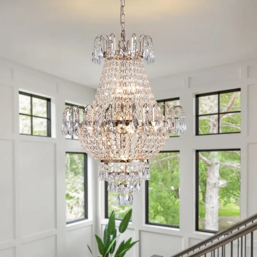 Luxury retro crystal chandelier brass dining room 7-light fixture