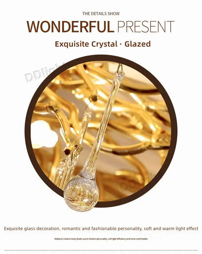 Luxury gold branch crystal chandelier dining room pendant light