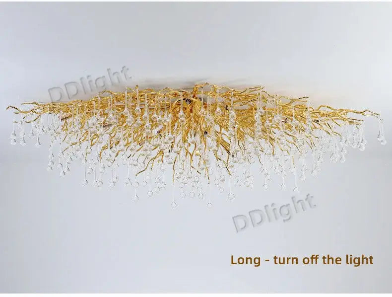 Luxury gold branch crystal chandelier dining room pendant light