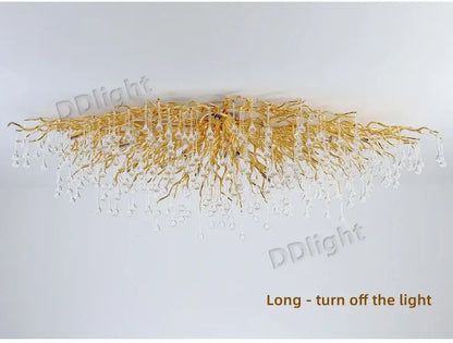 Luxury gold branch crystal chandelier dining room pendant light