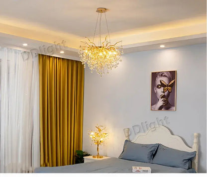 Luxury gold branch crystal chandelier dining room pendant light