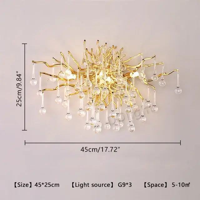 Luxury gold branch crystal chandelier dining room pendant light