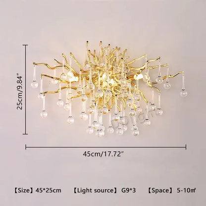 Luxury gold branch crystal chandelier dining room pendant light