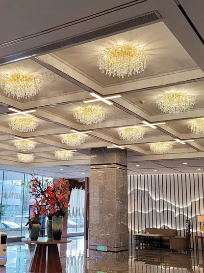 Luxury gold branch crystal chandelier dining room pendant light