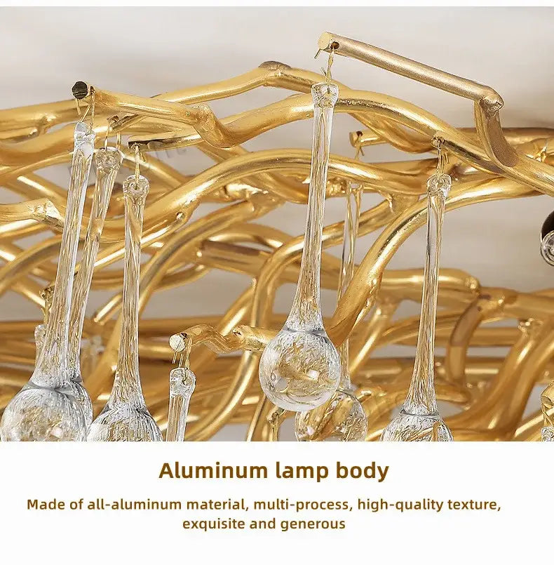 Luxury gold branch crystal chandelier dining room pendant light