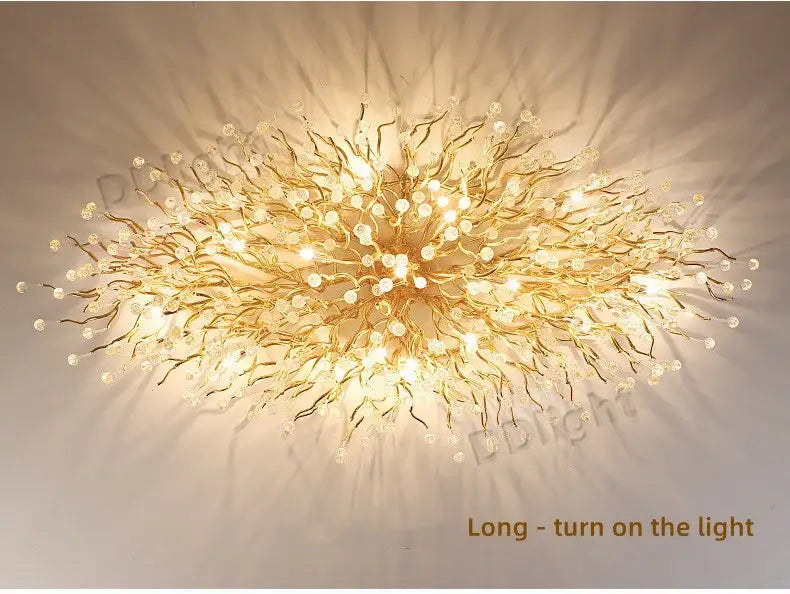 Luxury gold branch crystal chandelier dining room pendant light
