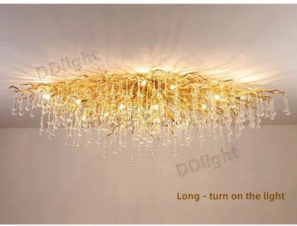 Luxury gold branch crystal chandelier dining room pendant light