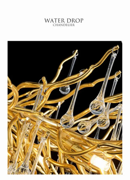 Luxury gold branch crystal chandelier dining room pendant light