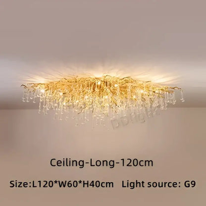 Luxury gold branch crystal chandelier dining room pendant light