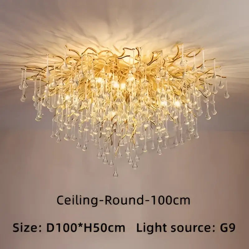Luxury gold branch crystal chandelier dining room pendant light