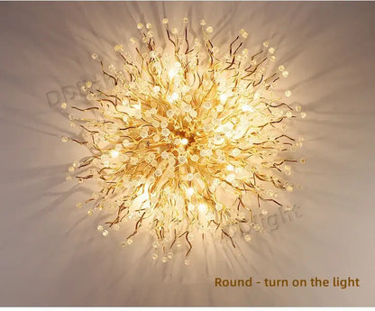 Luxury gold branch crystal chandelier dining room pendant light