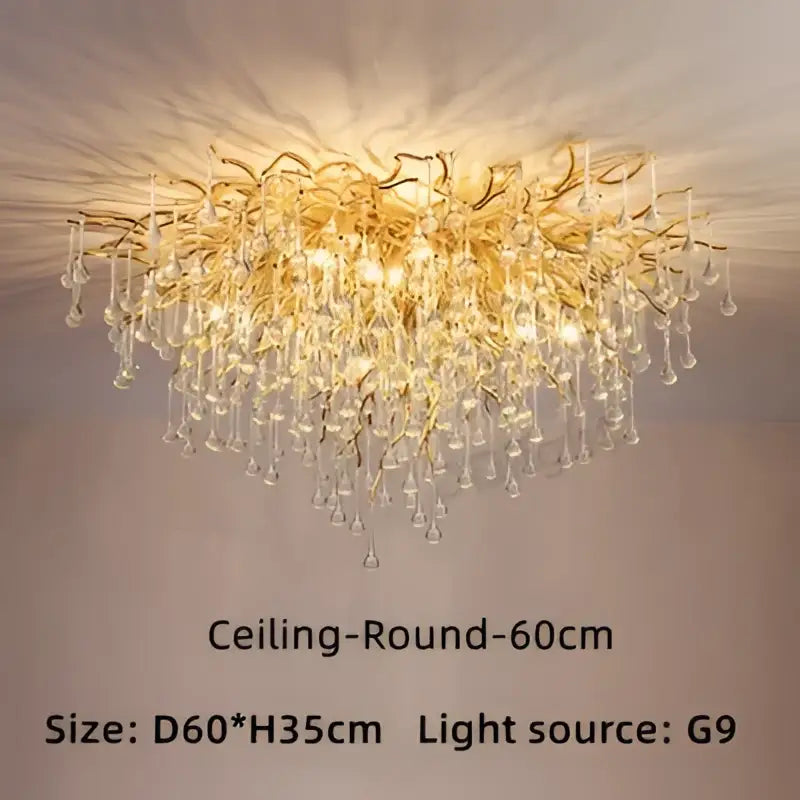 Luxury gold branch crystal chandelier dining room pendant light