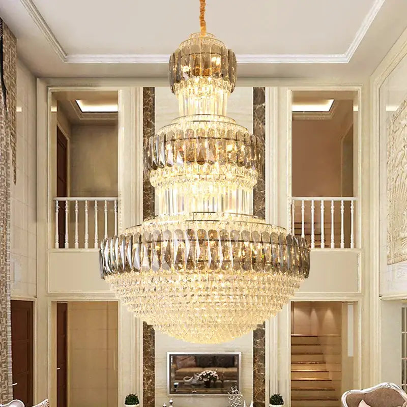luxury crystal chandelier gold dining room multi tiered