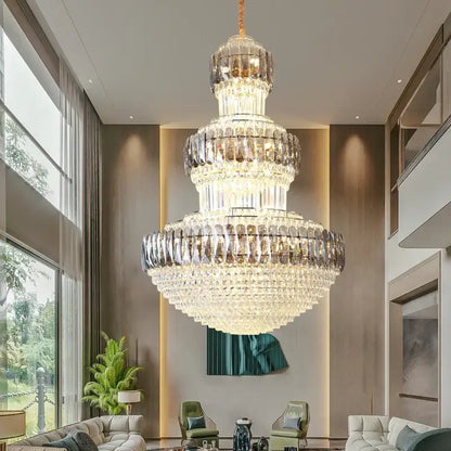 luxury crystal chandelier gold dining room multi tiered