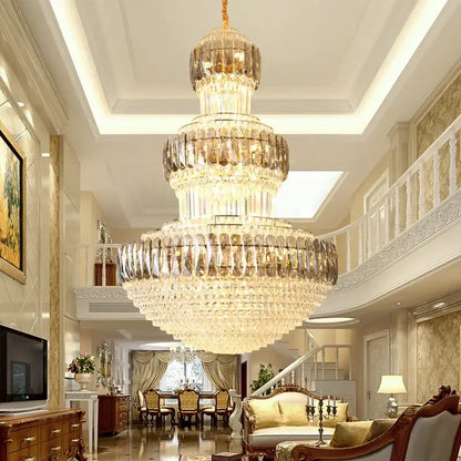 luxury crystal chandelier gold dining room multi tiered