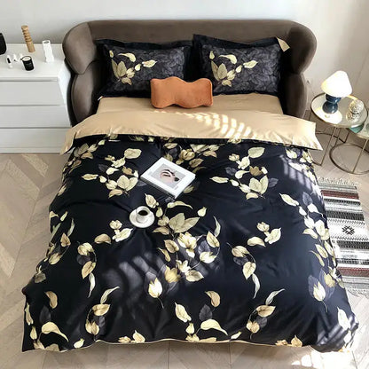 Luxury flamingo and leaf egyptian cotton duvet cover bedroom set