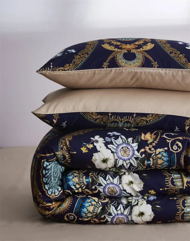 Botanical flamingo leaf egyptian cotton duvet cover bedroom set