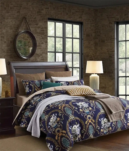 Botanical flamingo leaf egyptian cotton duvet cover bedroom set