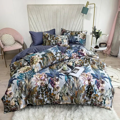 Luxury navy & gold egyptian cotton quilted bedding set bedroom