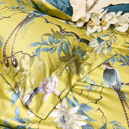 Luxury navy & gold egyptian cotton quilted bedding set bedroom