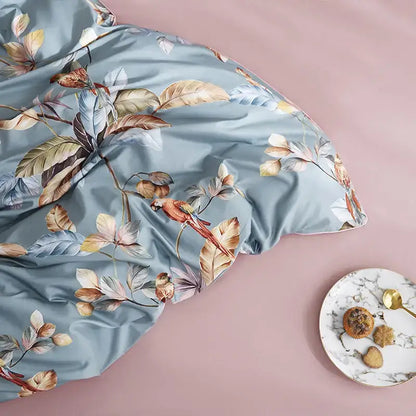 Navy blue feather egyptian cotton duvet cover set bedroom bedding