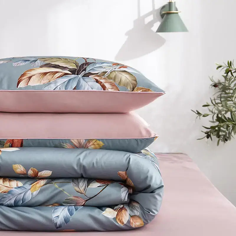 Navy blue feather egyptian cotton duvet cover set bedroom bedding