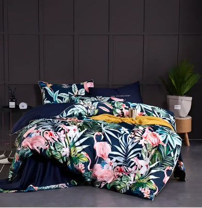 Luxury navy & gold egyptian cotton quilted bedding set bedroom