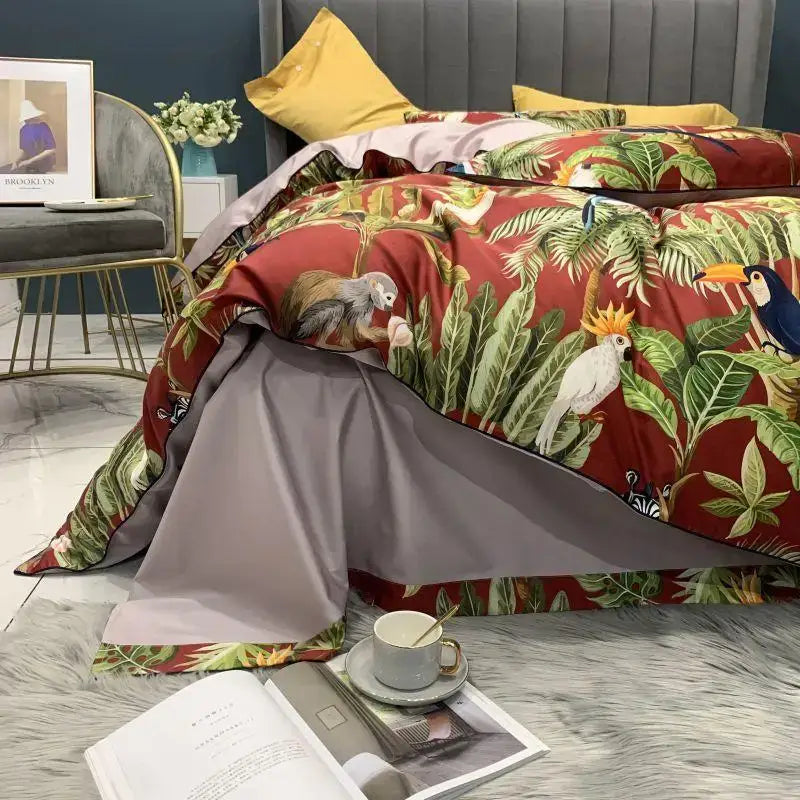 Luxury navy & gold egyptian cotton quilted bedding set bedroom