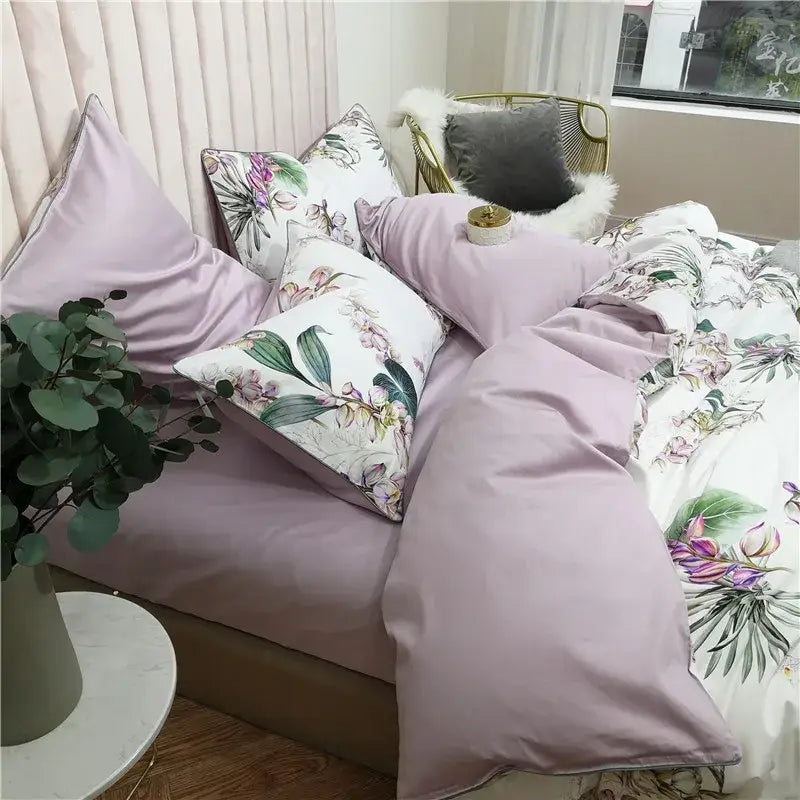 Navy blue feather egyptian cotton duvet cover set bedroom bedding
