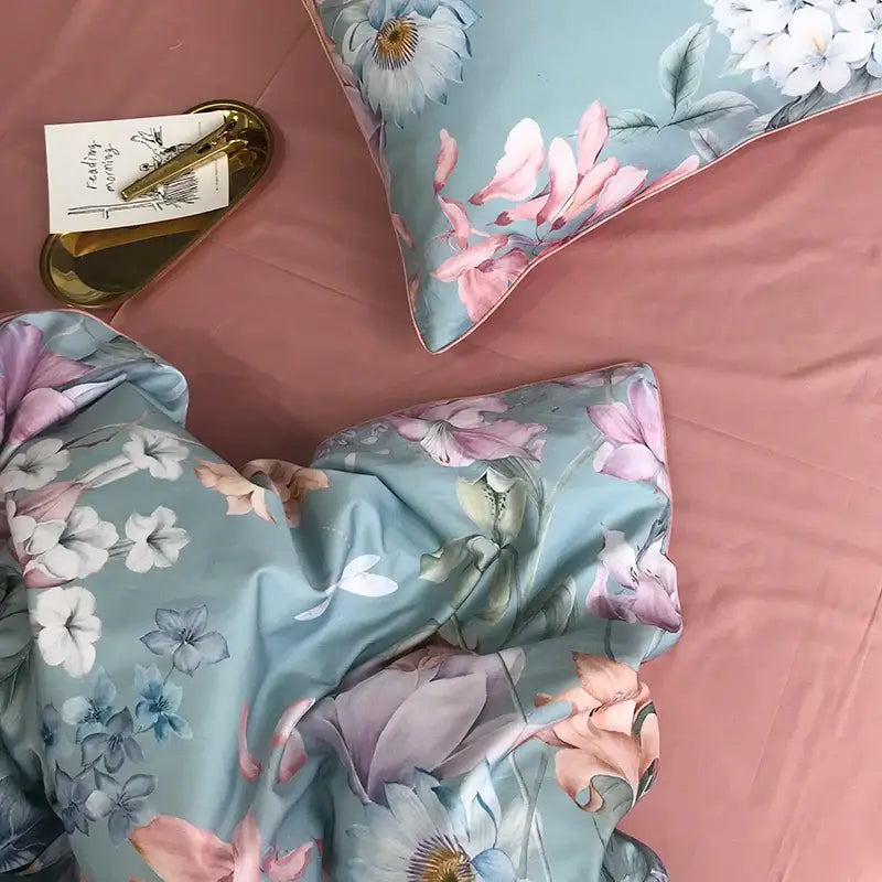 Luxury black & gold leaf egyptian cotton duvet cover bedroom set
