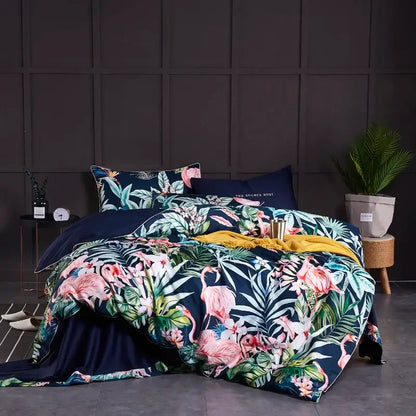 Luxury pastel green & white floral duvet cover bedroom set