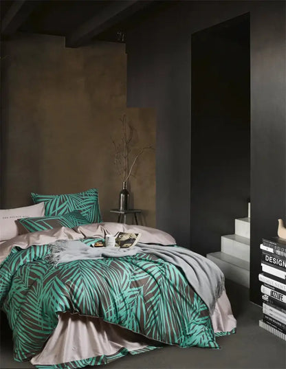 Luxury pastel green & white floral duvet cover bedroom set