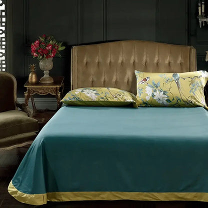 Luxury pastel green & white floral duvet cover bedroom set