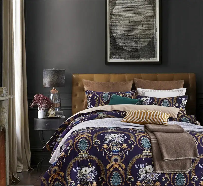 Luxury pastel green & white floral duvet cover bedroom set