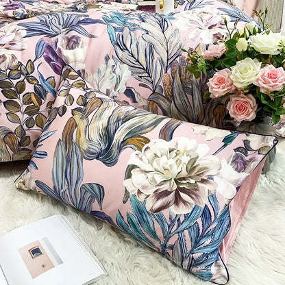 Luxury pastel green & white floral duvet cover bedroom set