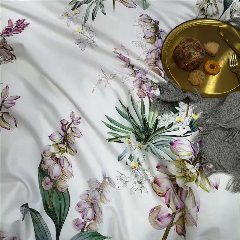 Teal and pink floral duvet cover set bedroom egyptian cotton bedding