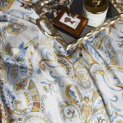 Luxury egyptian cotton flamingo leaf duvet cover bedroom set