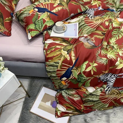 Botanical navy & gold egyptian cotton duvet cover bedroom set