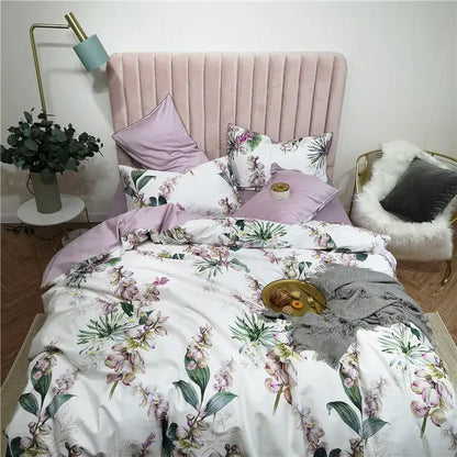 Teal and pink floral duvet cover set bedroom egyptian cotton bedding