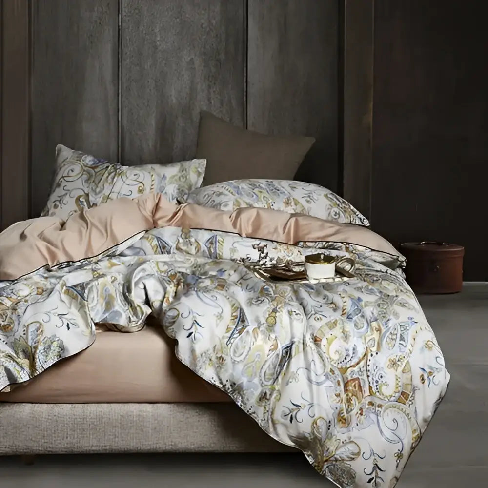 Luxury egyptian cotton floral duvet cover and pillowcase bedroom set