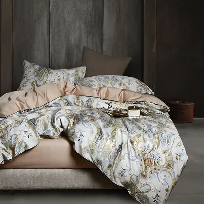 Luxury egyptian cotton floral duvet cover and pillowcase bedroom set