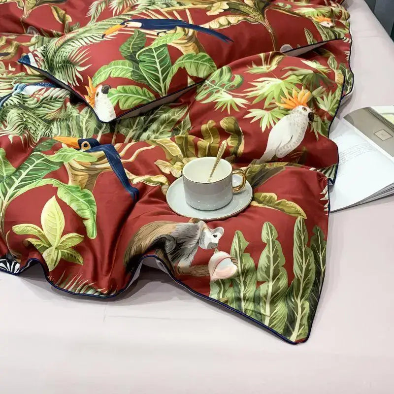 Luxury egyptian cotton floral duvet cover and pillowcase bedroom set