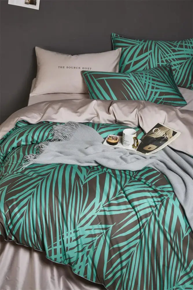 Blue & pink egyptian cotton floral duvet cover bedroom set
