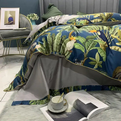 Lavender & white floral botanical duvet cover – bedroom bedding set