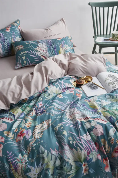 Lavender & white floral botanical duvet cover – bedroom bedding set