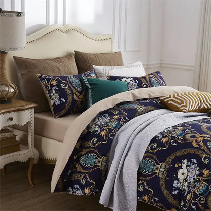Luxury black & gold leaf duvet cover set – bedroom king size bedding