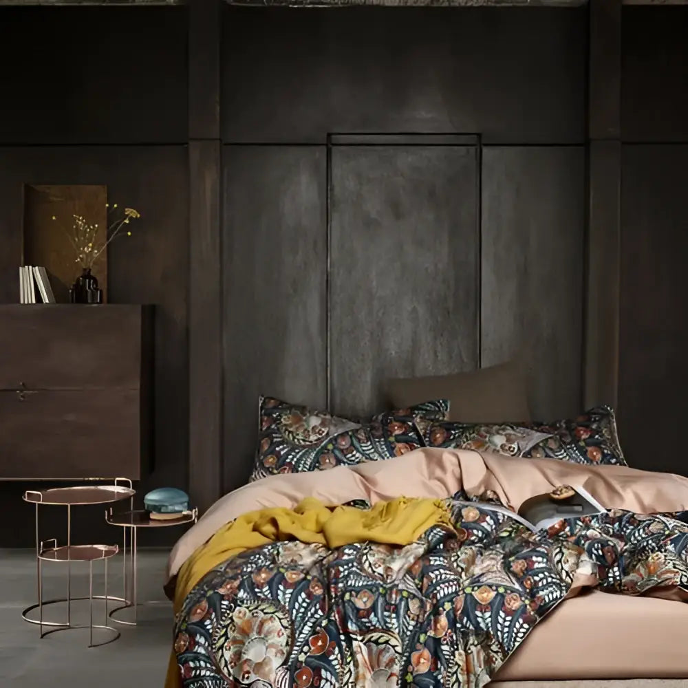 Luxury black & gold leaf duvet cover set – bedroom king size bedding