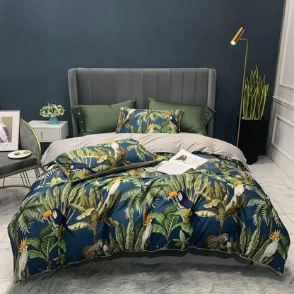 Luxury black & gold leaf duvet cover set – bedroom king size bedding
